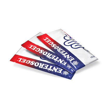 Two Enterosgel packets on a white background
