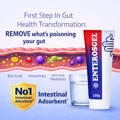ENTEROSGEL removes what's poisoning your gut. Before probiotics use adsorbents