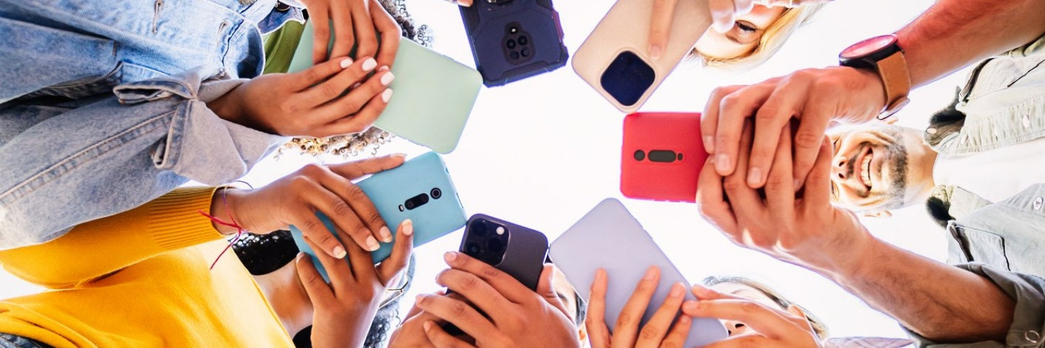 Young people using smartphones to participate in virtual clinical trial from home